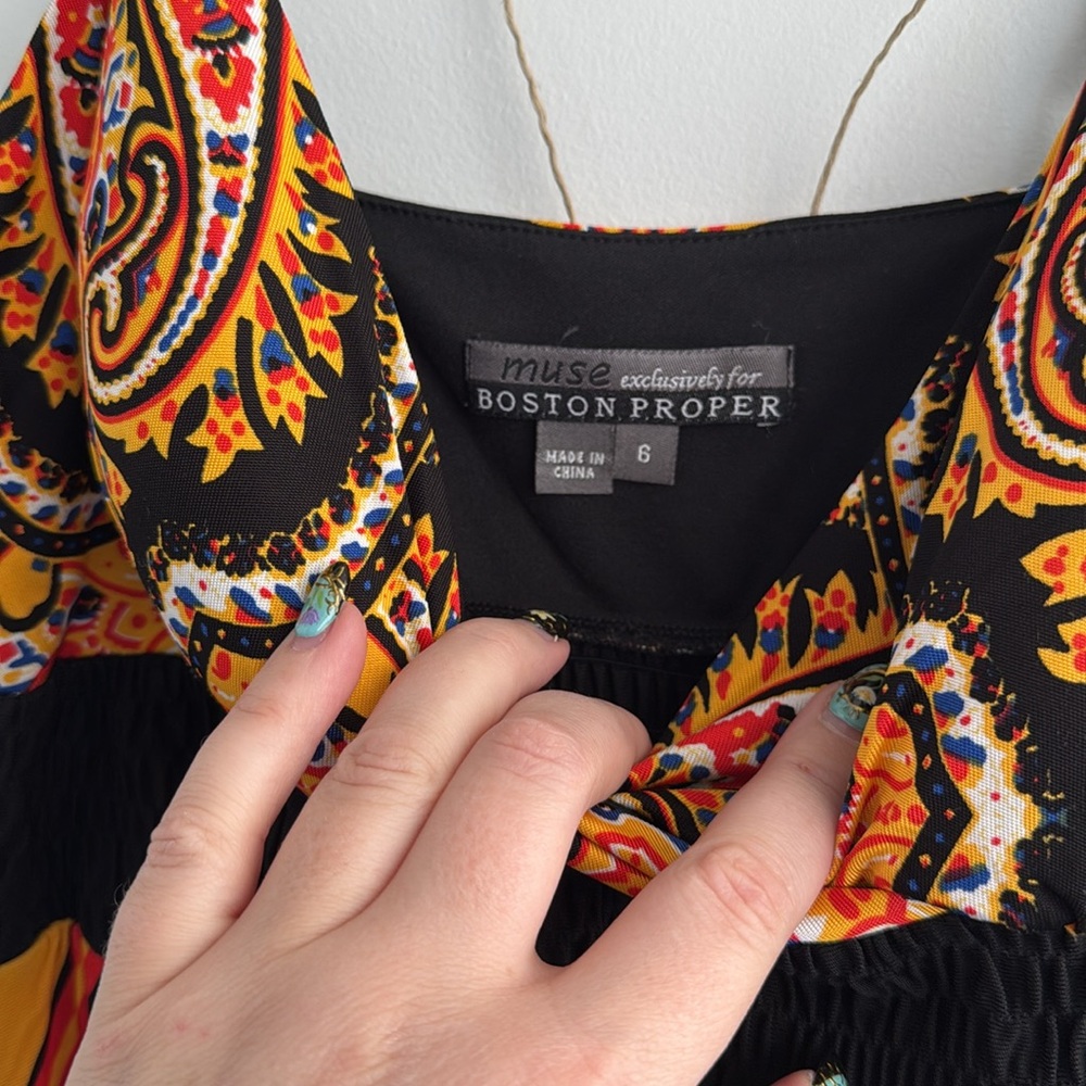 Boston Proper Multicolored Patterned Maxi Dress, … - image 4